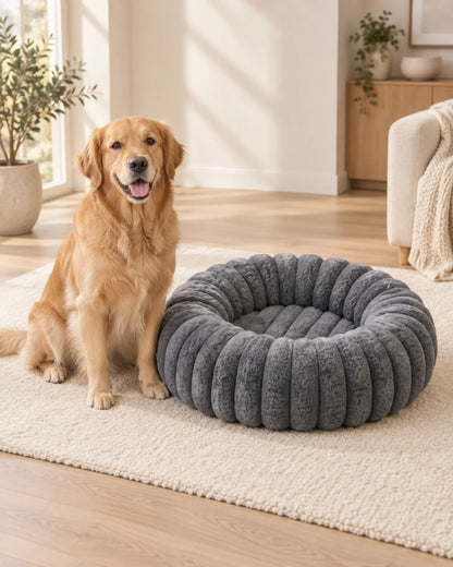 Panier donut CosyDog avec bords hauts enveloppants — détail texture