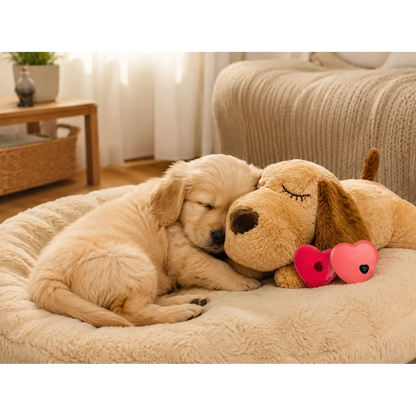 Peluche battement de cœur marron pour chien - vue produit