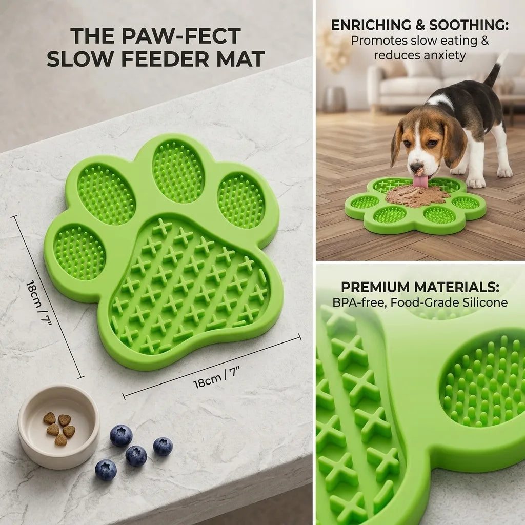 Tapis de léchage vert - ventouses antidérapantes au dos